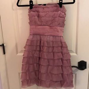 BCBG Pink Dress Size 4 With Lace Under Ruffles